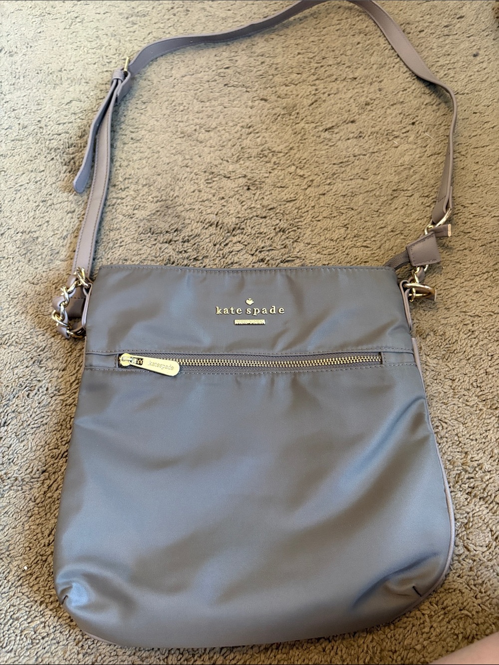 kate spade Gray Crossbody Bag with Gold Hardware